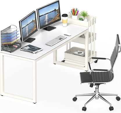 Home Office 55-Inch Large Computer Desk, 24" Deep, White