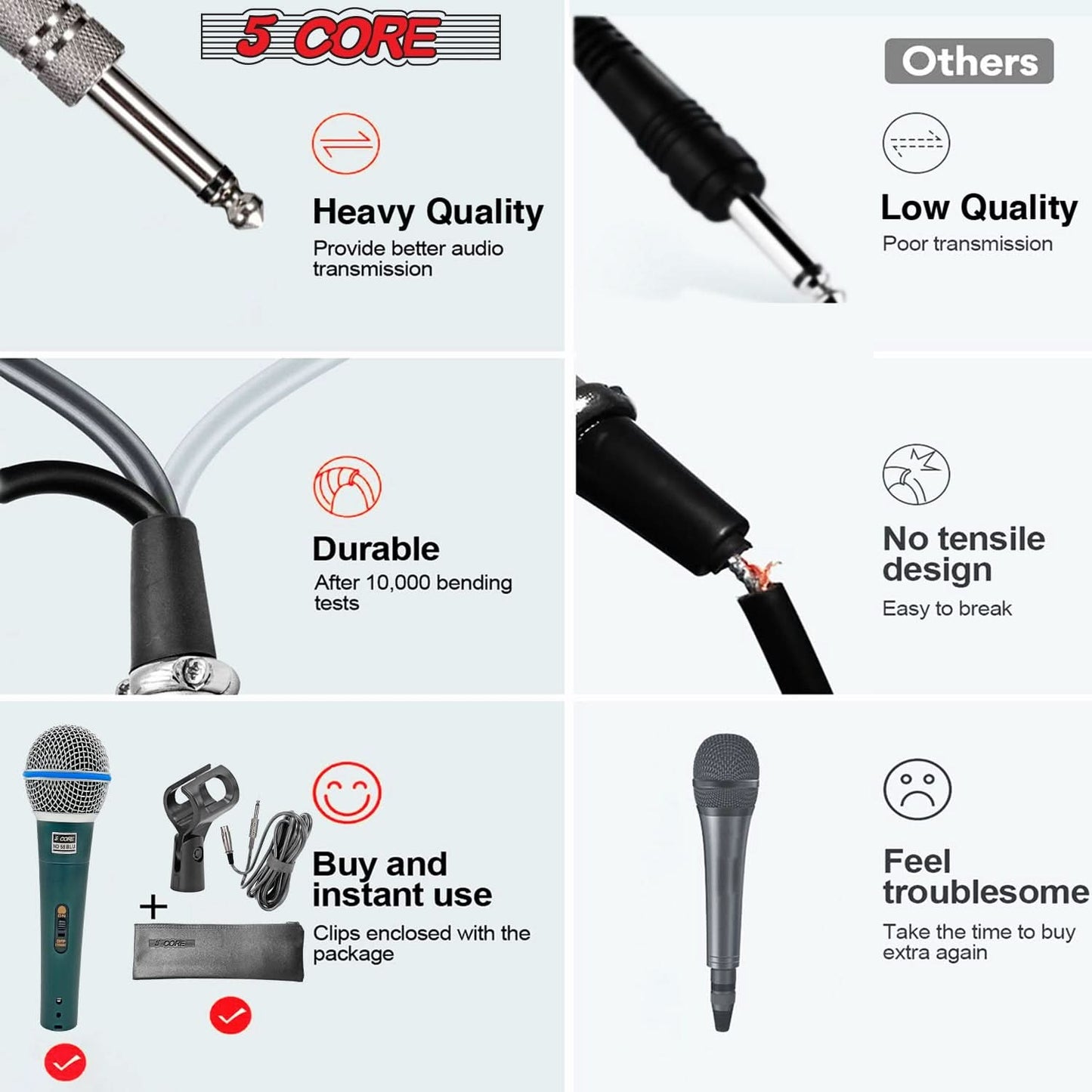 5Core XLR Microphone Dynamic Mic Karaoke Singing Studio Microfono