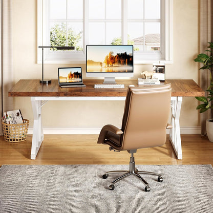 70.8-Inch Large Executive Desk, Modern Computer Office Desk, Wooden