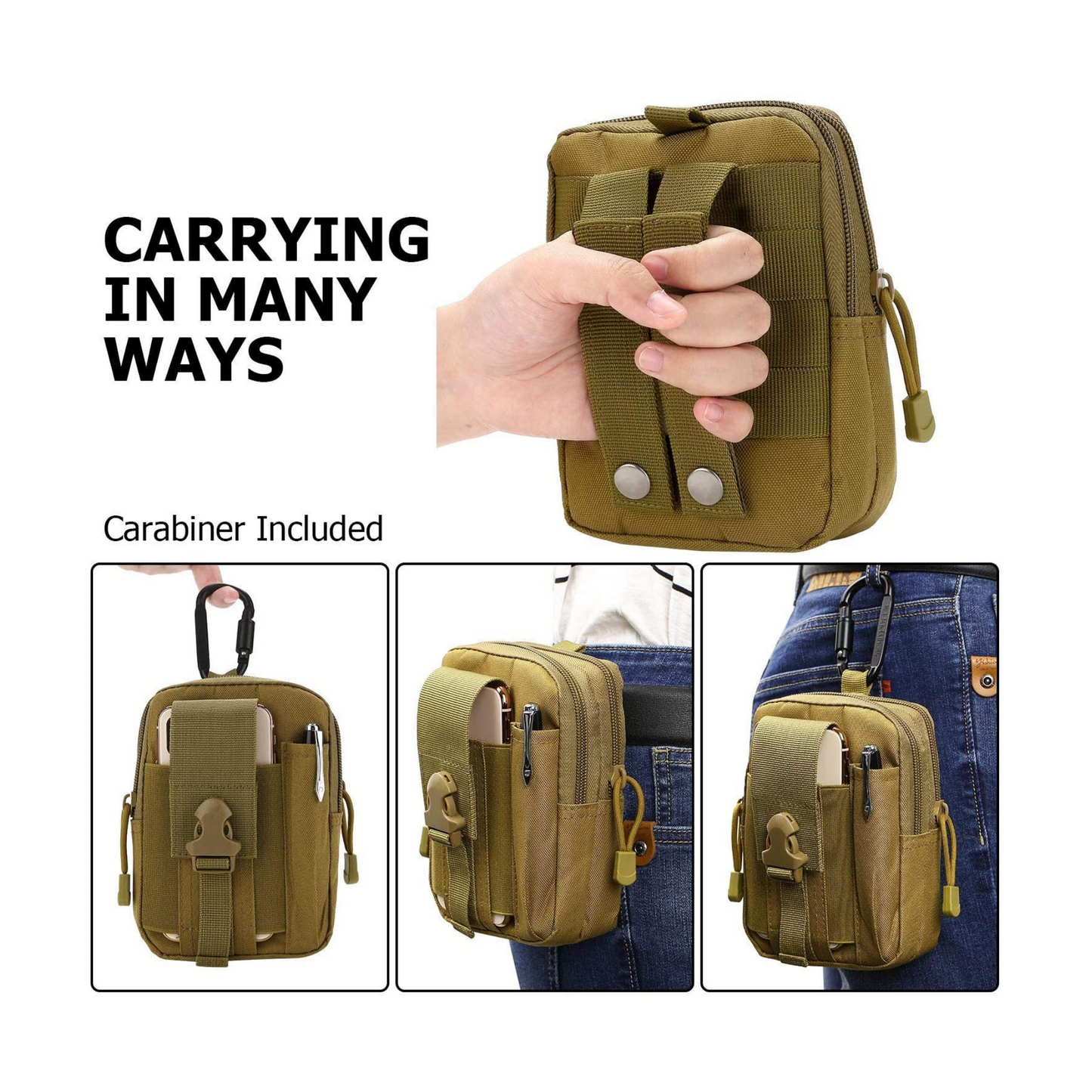 Tactical MOLLE Military Pouch Waist Bag for Hiking, Running and Outdoo