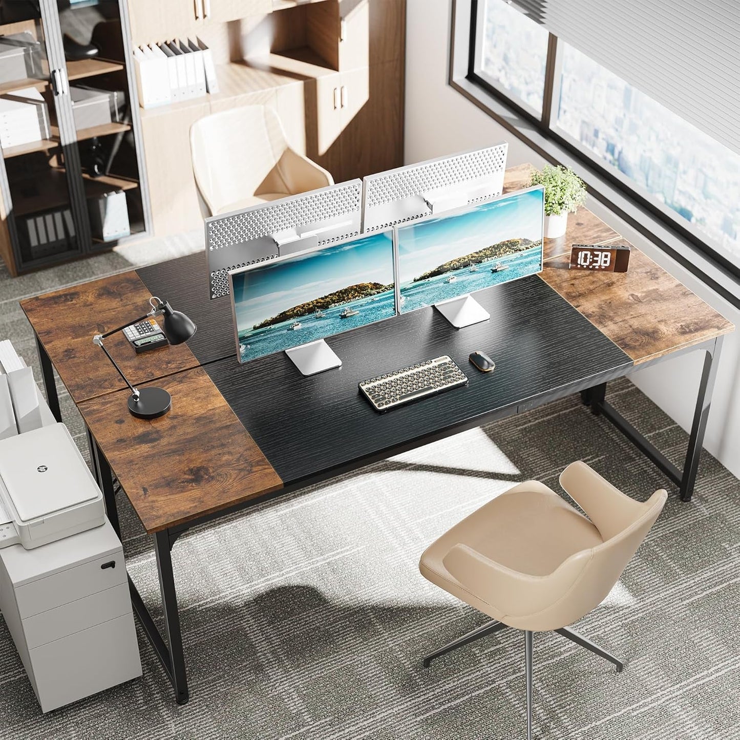 Computer Desk, 80 Inch Office Desk, Gaming Desk with Storage, Writing