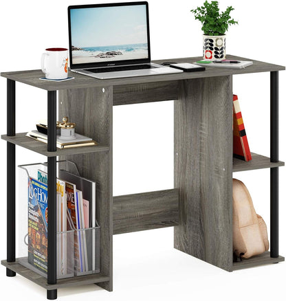 Jaya Computer Study Desk with Open Storage, French Oak Grey/Black
