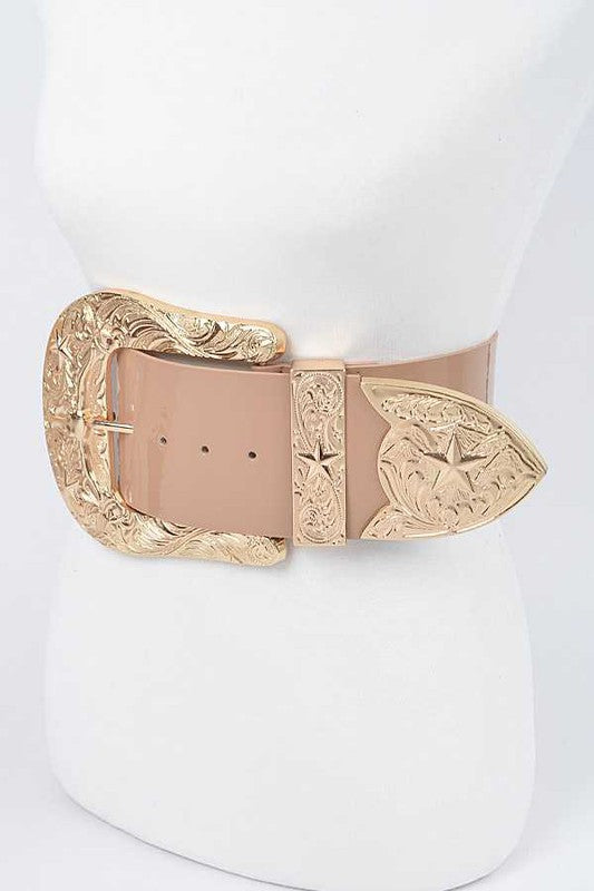 Plus Size Iconic Buckle Statement Patent Belt