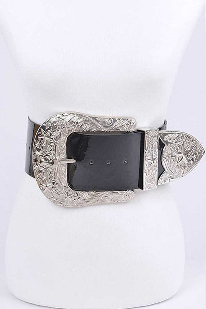 Plus Size Iconic Buckle Statement Patent Belt