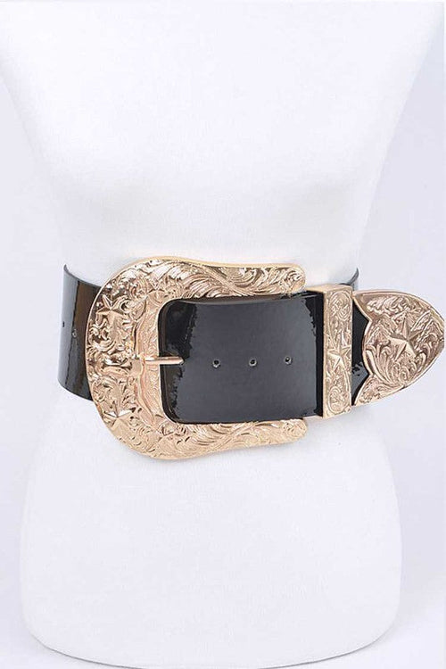 Plus Size Iconic Buckle Statement Patent Belt