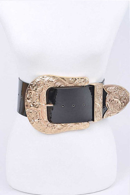 Plus Size Iconic Buckle Statement Patent Belt