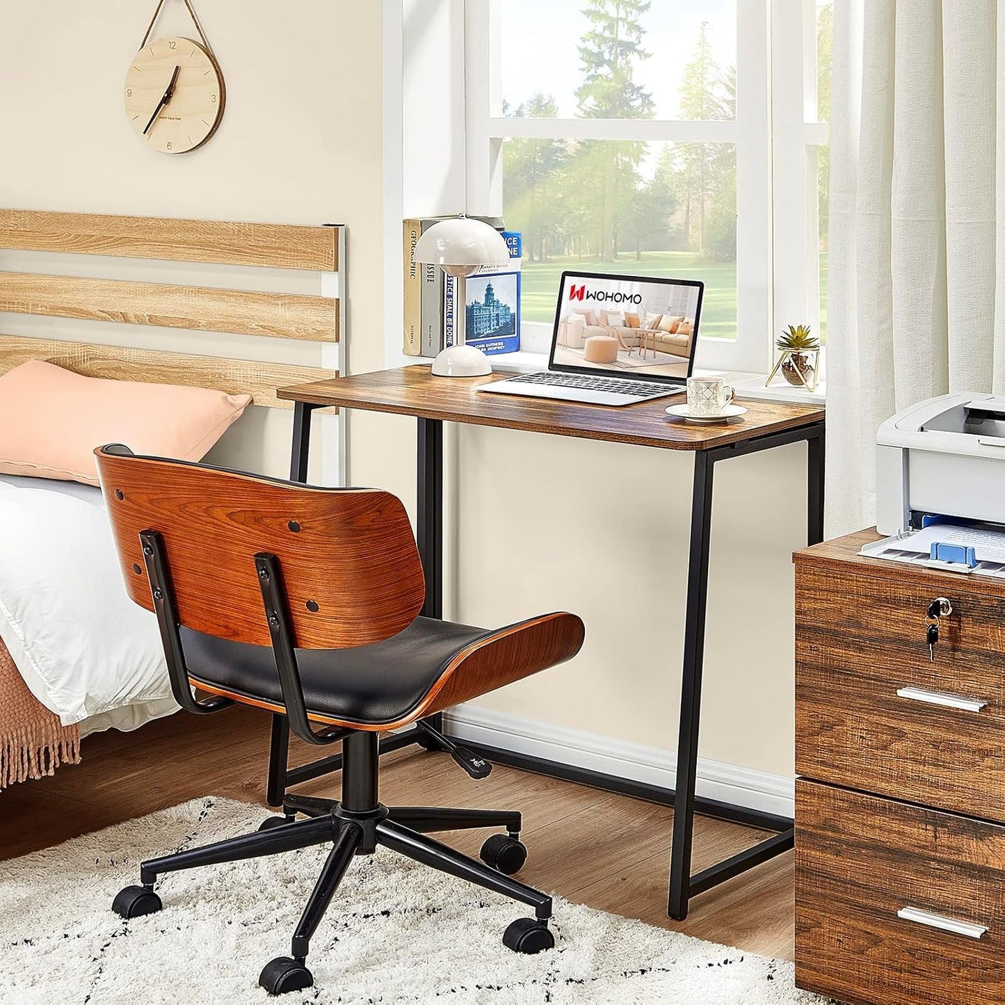Folding Computer Desk, Small Writing Desk 31.5", Space-Saving Foldable