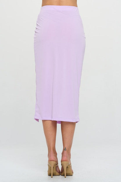 Made in USA Midi Skirt with Front Knot and Slit