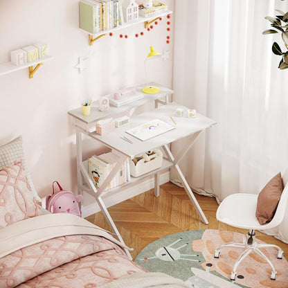 Small Computer Desk, 27.5 Inch Desk for Small Spaces with Storage,