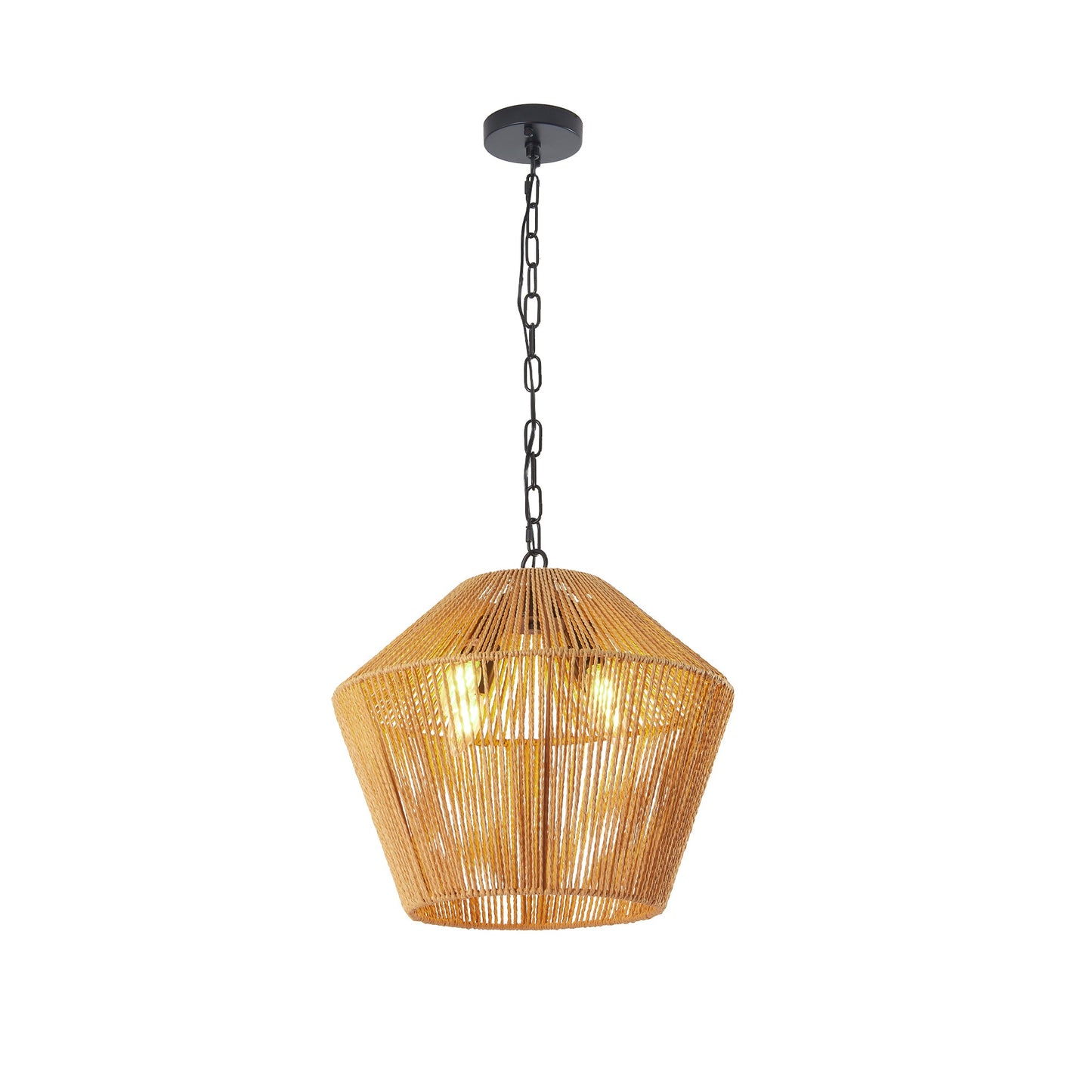 Boho Hemp Rope Pendant Light, Handcrafted Farmhouse Hanging Light