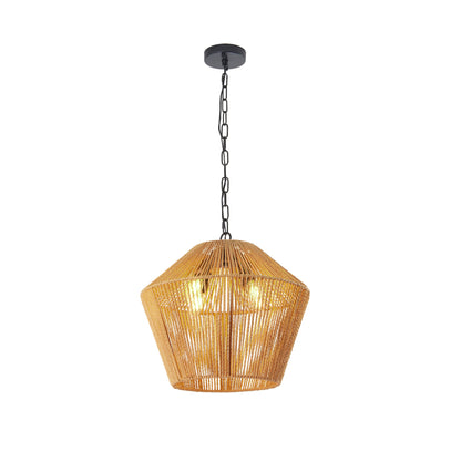 Boho Hemp Rope Pendant Light, Handcrafted Farmhouse Hanging Light