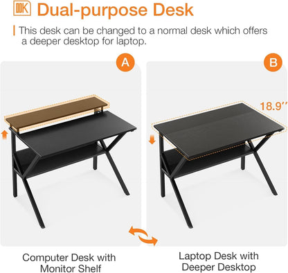 Small Computer Desk, 27.5 Inch, Compact Tiny Study Desk with Storage