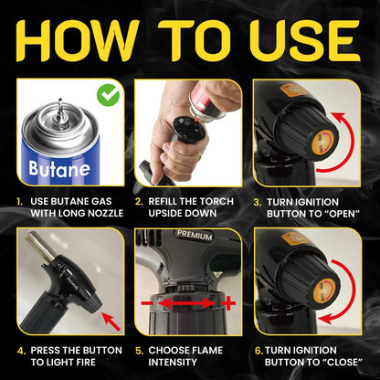Butane Torch  Refillable Kitchen Torch Lighter Adjustable Flame for