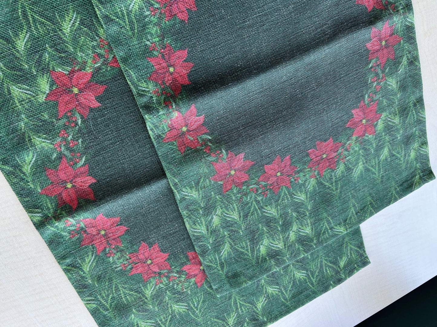 Holiday Themed Placemats, Poinsettia Flower Pattern Set of 2