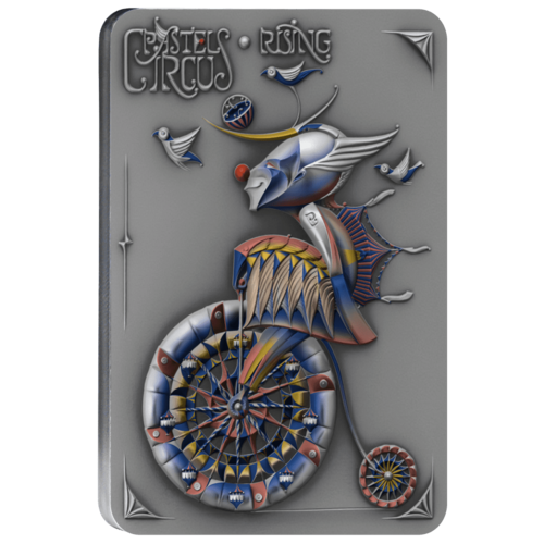 2 oz Silver RISING Pastel Circus Coin MS70 2023 Niue