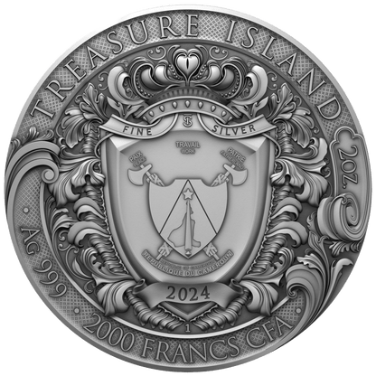 2 oz Silver TREASURE ISLAND Coin 2024 Cameroon