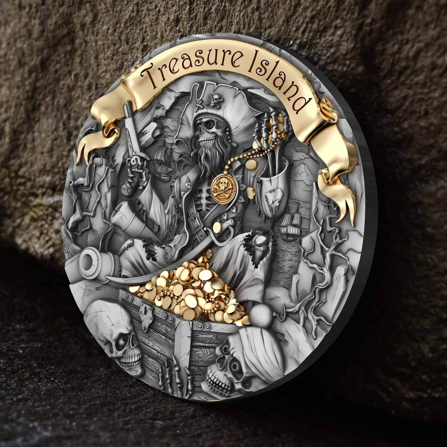 2 oz Silver TREASURE ISLAND Coin 2024 Cameroon