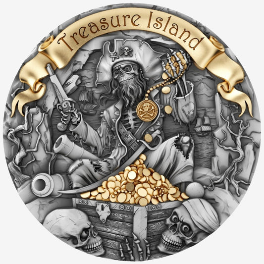 2 oz Silver TREASURE ISLAND Coin 2024 Cameroon