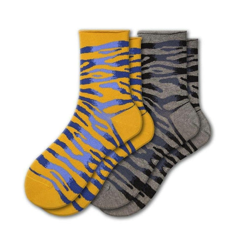 Sierra Socks Zebra Pattern Hi Anklet Casual Cotton Women's 2 Pair Pack