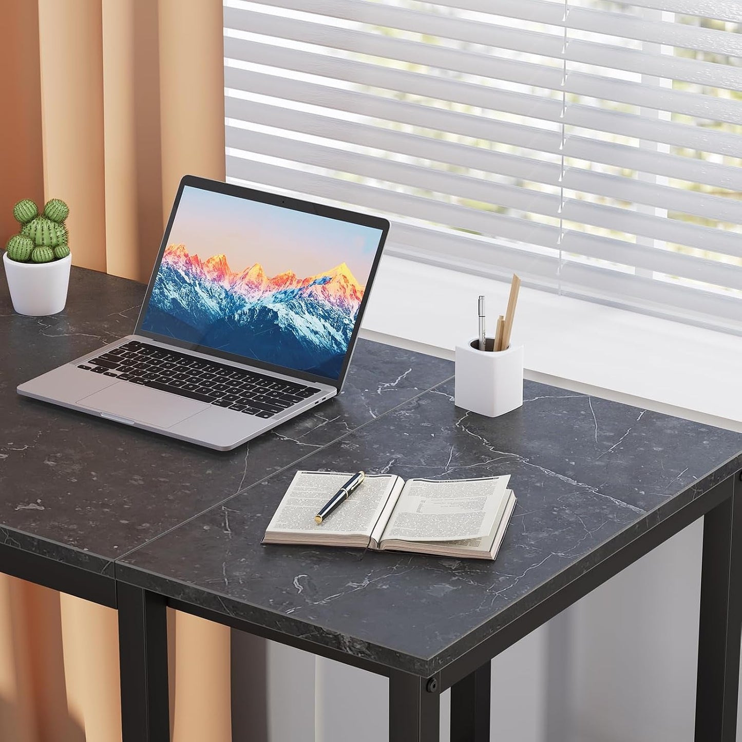 Computer Desk 40 Inches with 2-Tier Shelves Sturdy Home Office Desk