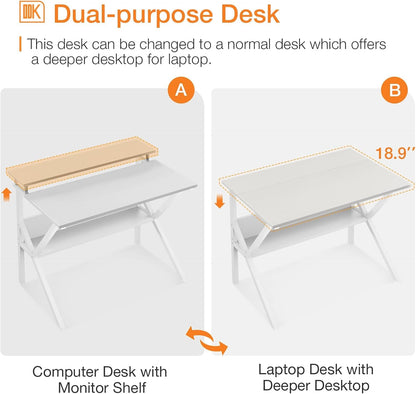 Small Computer Desk, 27.5 Inch Desk for Small Spaces with Storage,