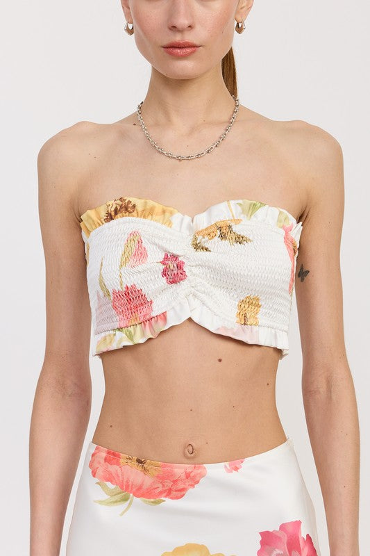 SMOCKED CROP TUBE TOP