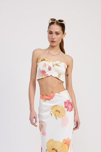 SMOCKED CROP TUBE TOP