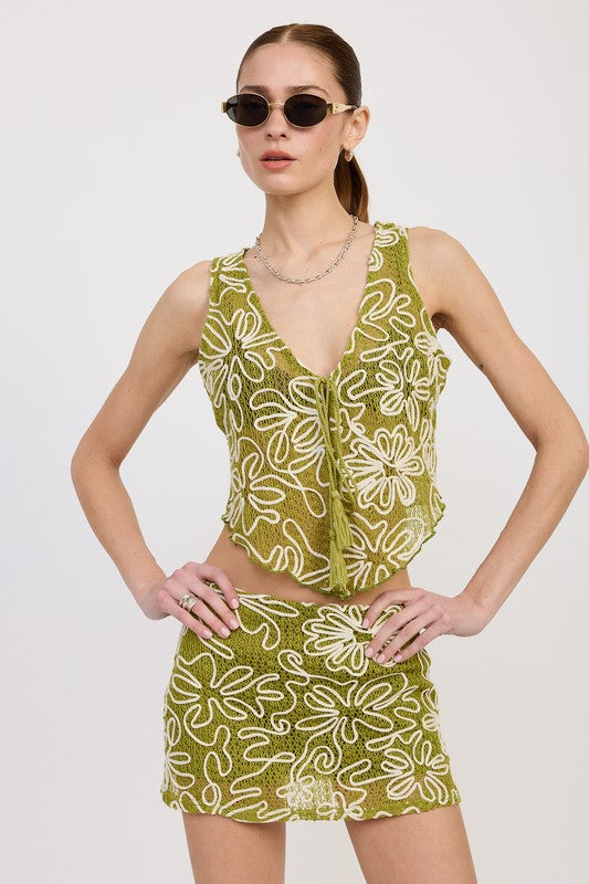 LOW RISE PRINTED MINI SKIRT