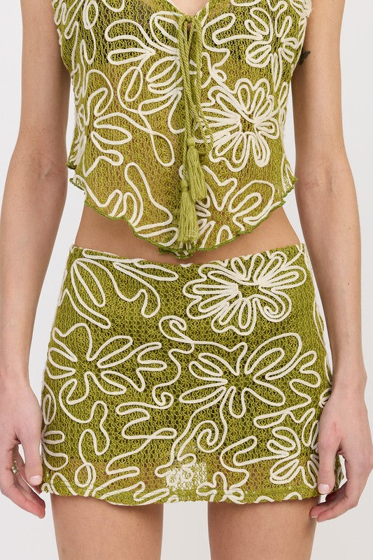 LOW RISE PRINTED MINI SKIRT