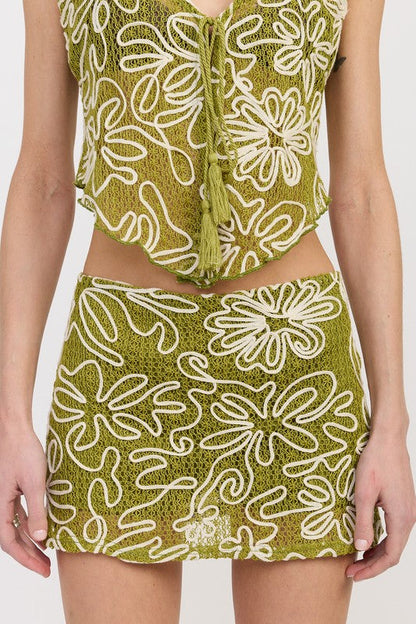 LOW RISE PRINTED MINI SKIRT