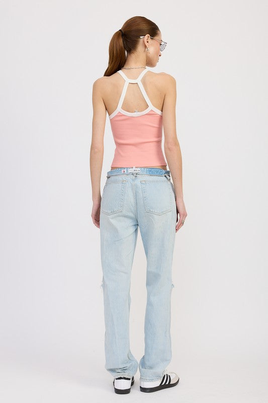 RACER BACK GRAPHIC TANK TOP