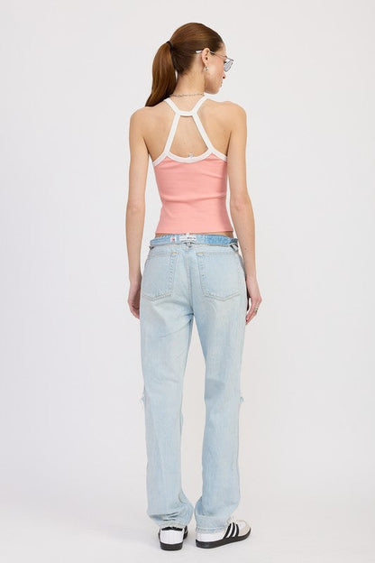 RACER BACK GRAPHIC TANK TOP