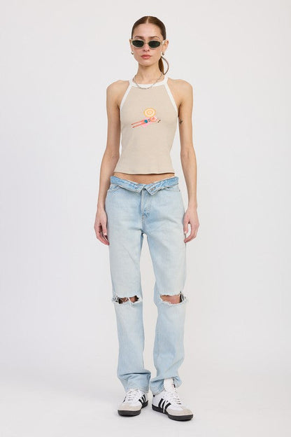RACER BACK GRAPHIC TANK TOP