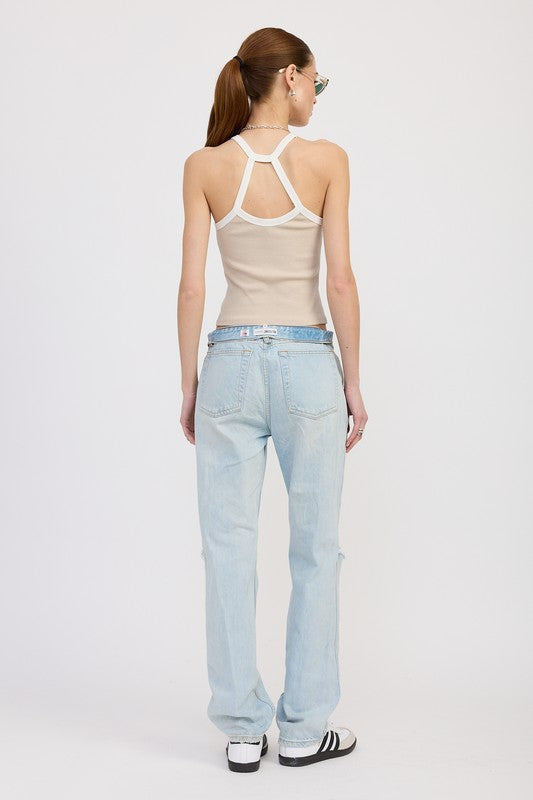 RACER BACK GRAPHIC TANK TOP