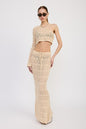 CROCHET MAXI SKIRT WITH WAIST DRAWSTRINGS