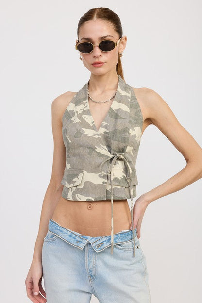 WRAPPED HALTER NECK TOP