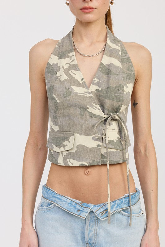 WRAPPED HALTER NECK TOP