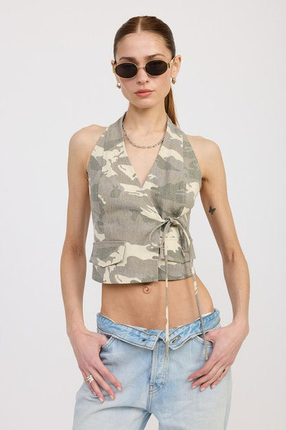 WRAPPED HALTER NECK TOP