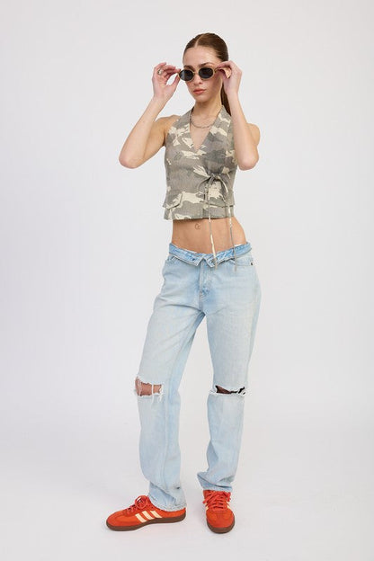 WRAPPED HALTER NECK TOP