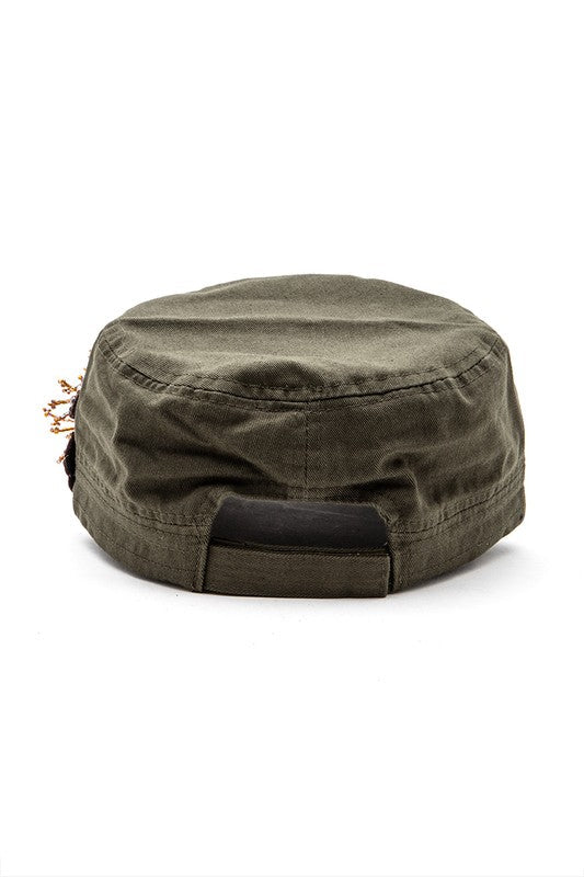 Beaded 3D Flower Statement Cadet Cap