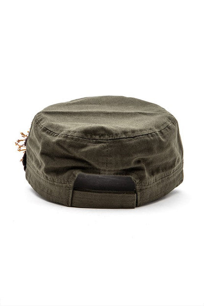 Beaded 3D Flower Statement Cadet Cap