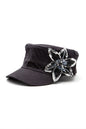 Beaded 3D Flower Statement Cadet Hat