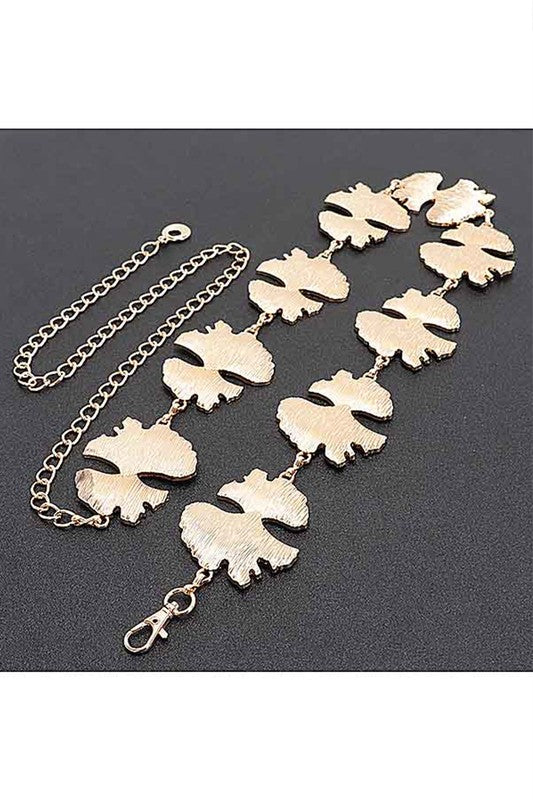 Organic Leaf Cutout Fashion Chain Belt