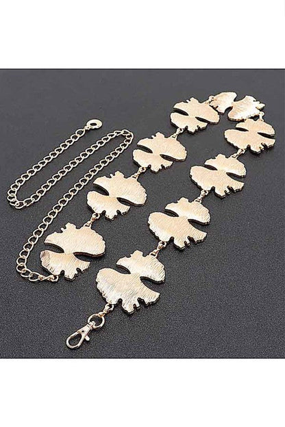 Organic Leaf Cutout Fashion Chain Belt