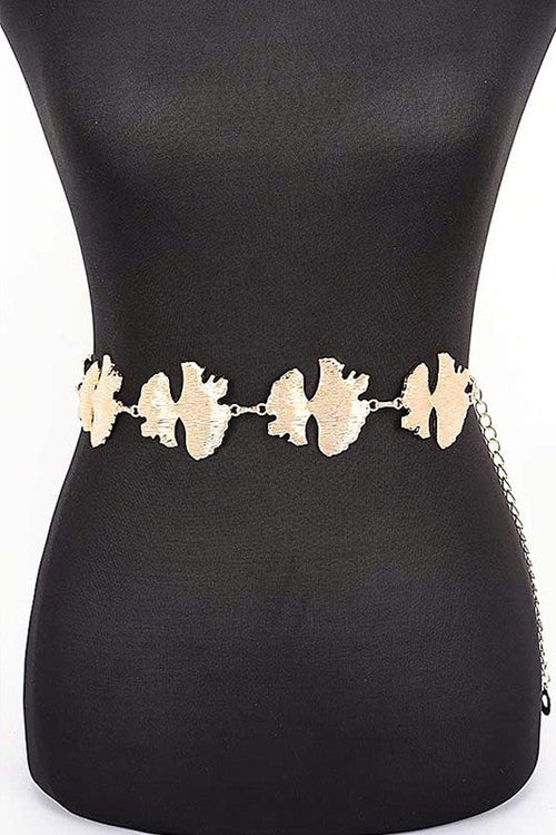 Organic Leaf Cutout Fashion Chain Belt