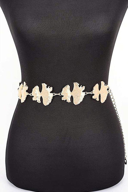Organic Leaf Cutout Fashion Chain Belt