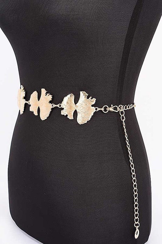 Organic Leaf Cutout Fashion Chain Belt