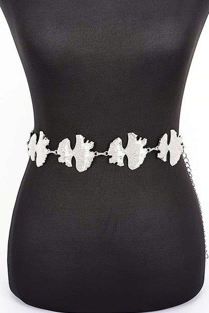 Organic Leaf Cutout Fashion Chain Belt