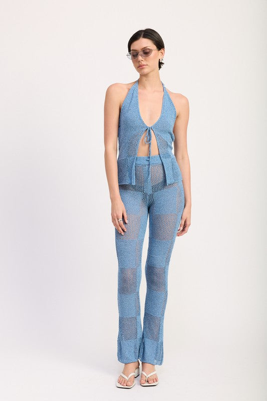 CROCHET HALTER TIE FRONT TOP