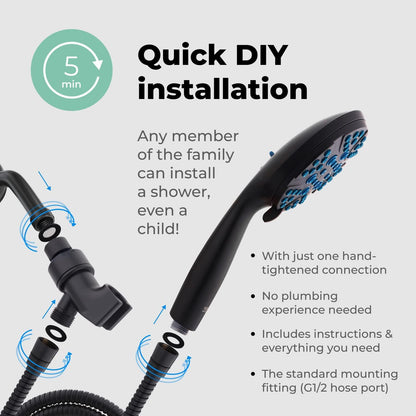 High Pressure Shower Head with Handheld   8 Spray Settings High Flow